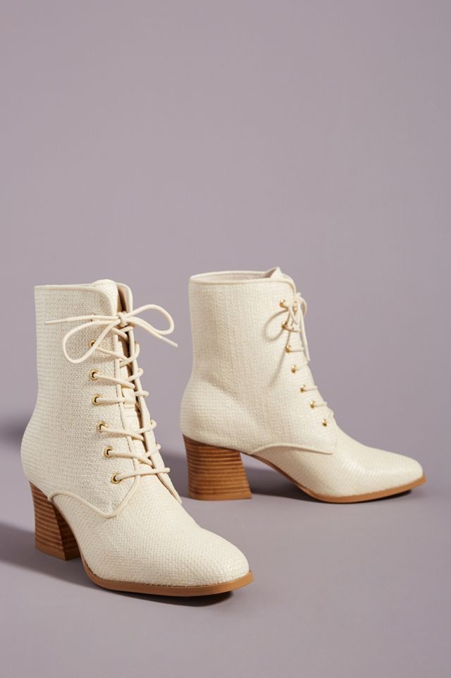 Molly Woven Lace-Up Ankle Boots #1