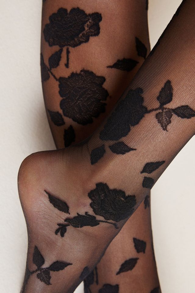 Hansel From Basel Sheer Bold Rose Tights #1