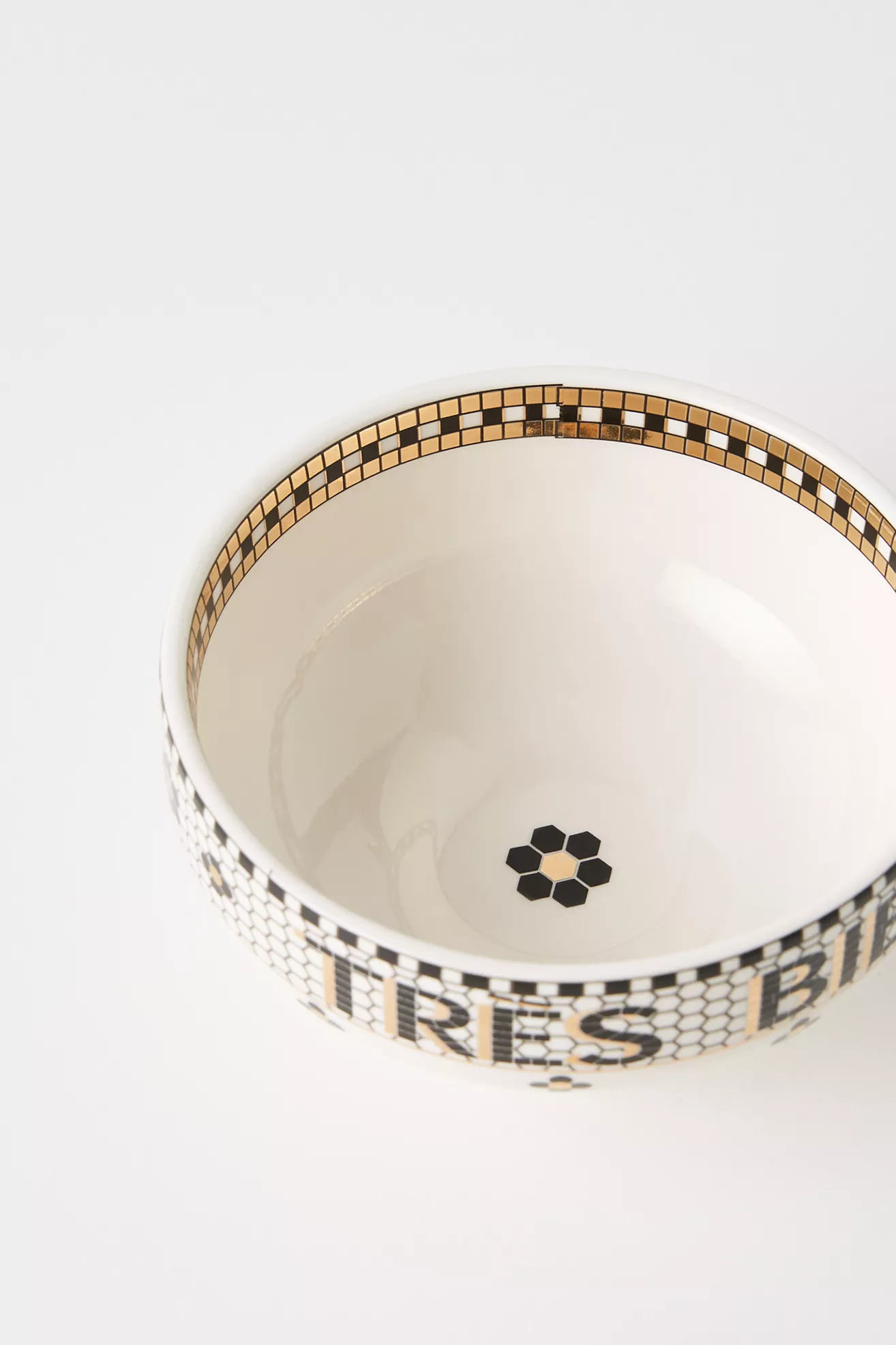 Bistro Tile Stoneware 24k Gold Accent Bowl - thumbnail 5