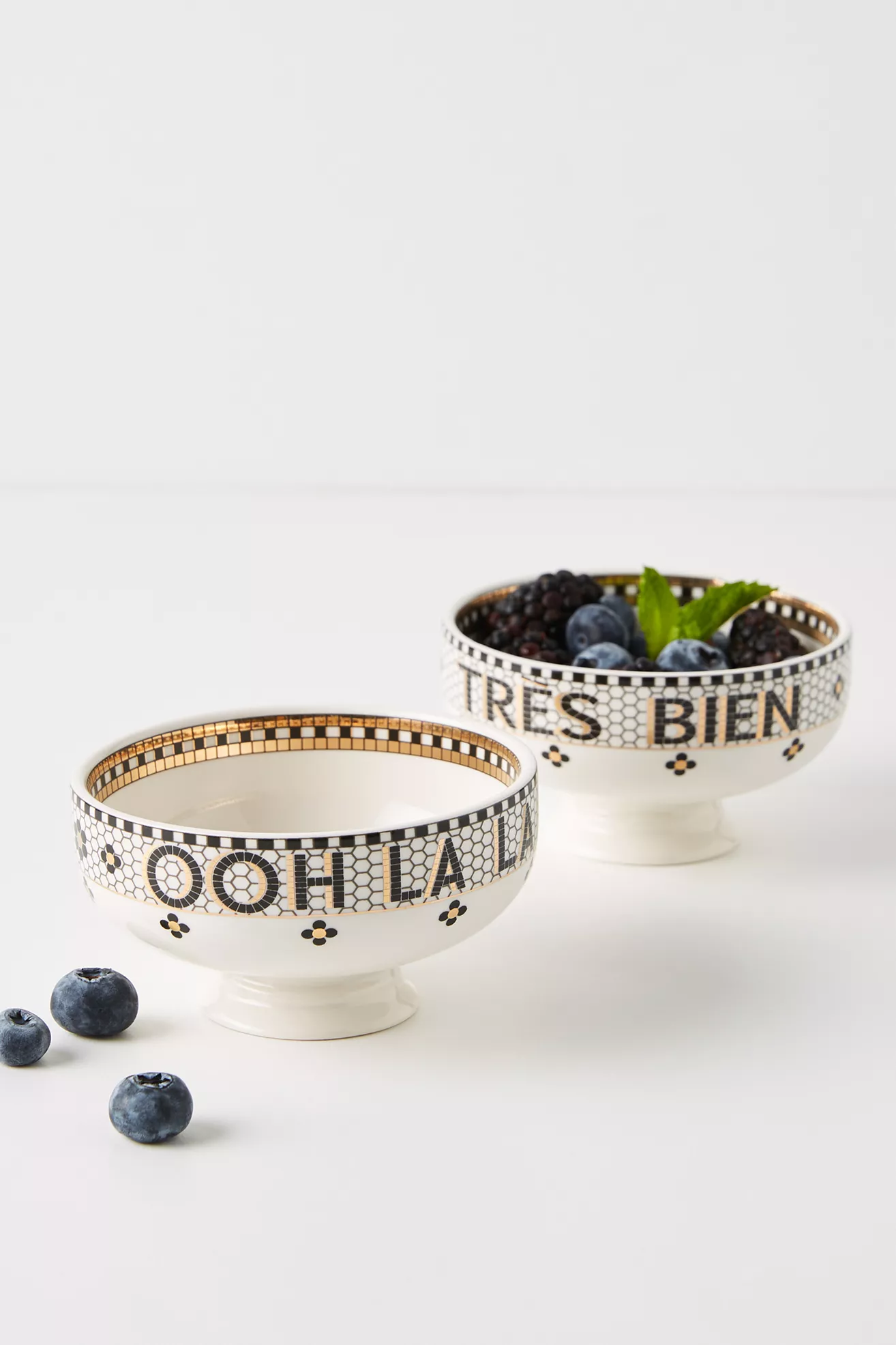 Bistro Tile Stoneware 24k Gold Accent Bowl - thumbnail 3