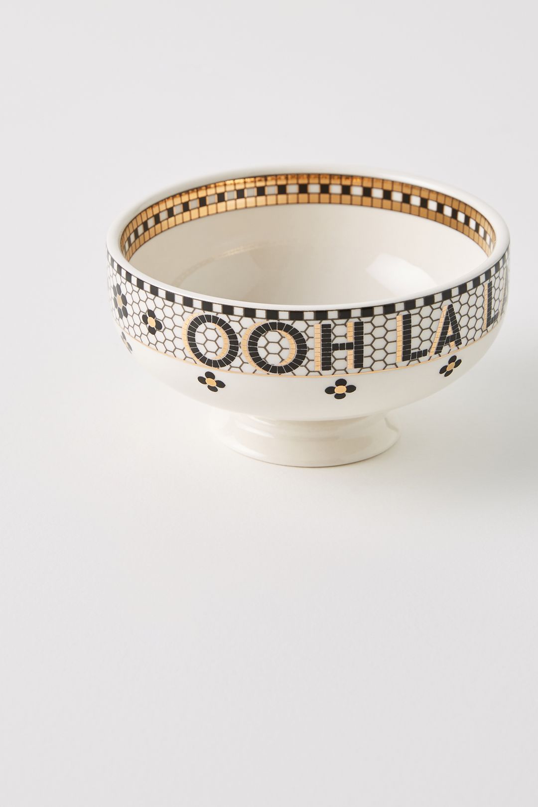 Bistro Tile Stoneware 24k Gold Accent Bowl - OOH LA LA, One Size