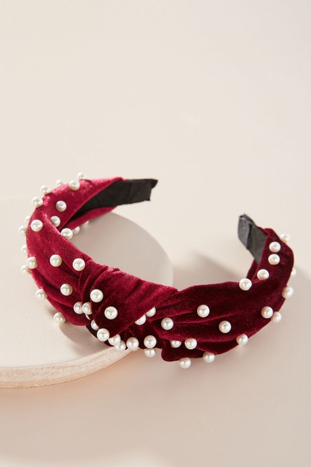 Jacoba Velvet Pearl Headband | Anthropologie