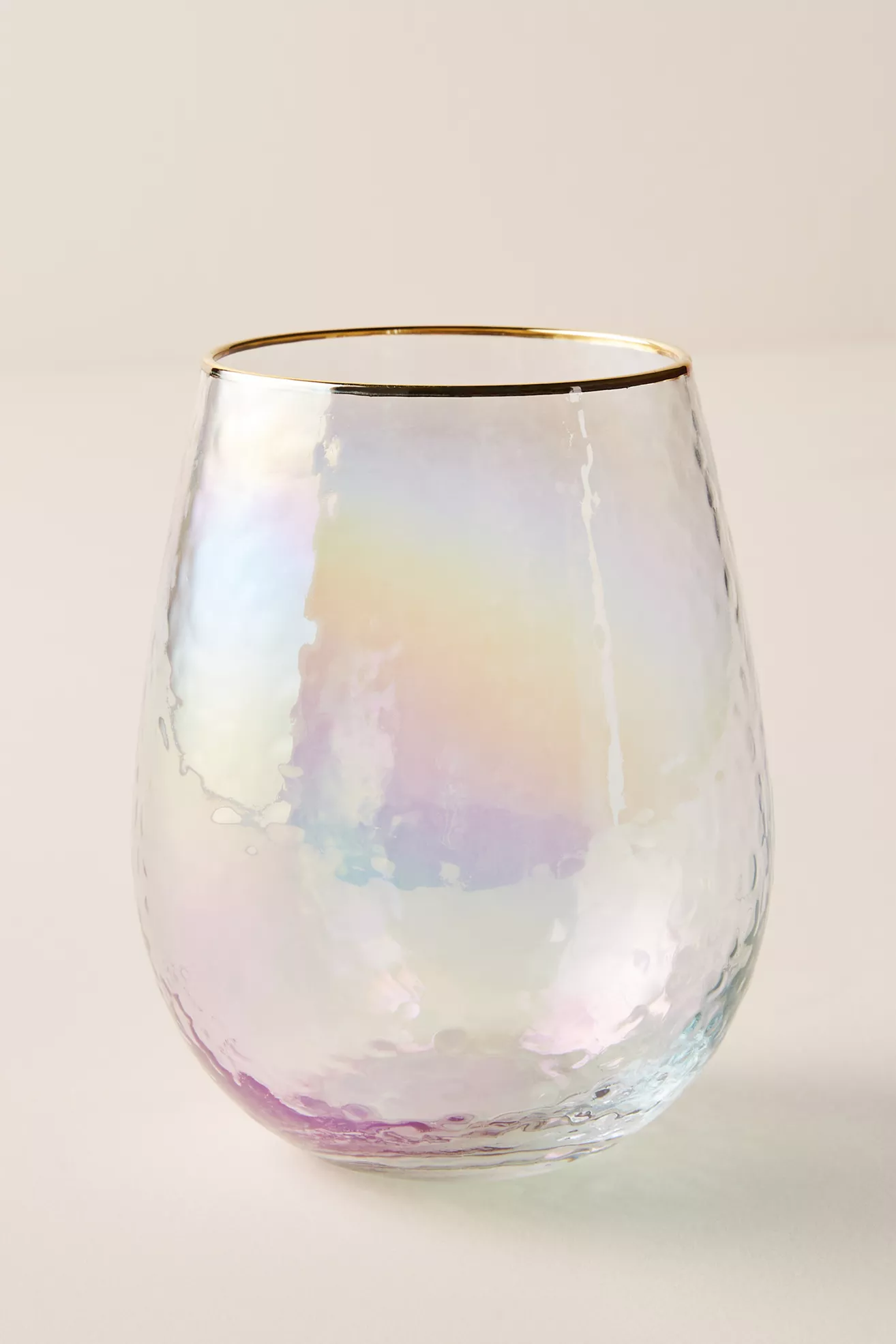 Zaza Lustered 24k Gold Accent Stemless Wine Glasses, Set of 4
