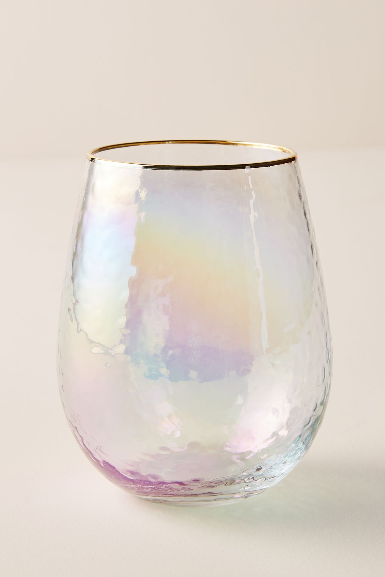 Zaza Lustered 24k Gold Accent Stemless Wine Glasses, Set of 4