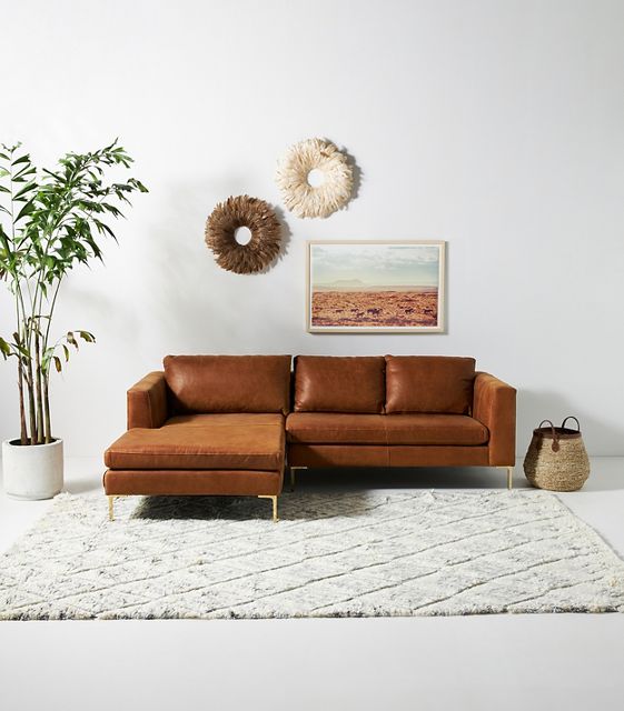 Compact leather deals sectional