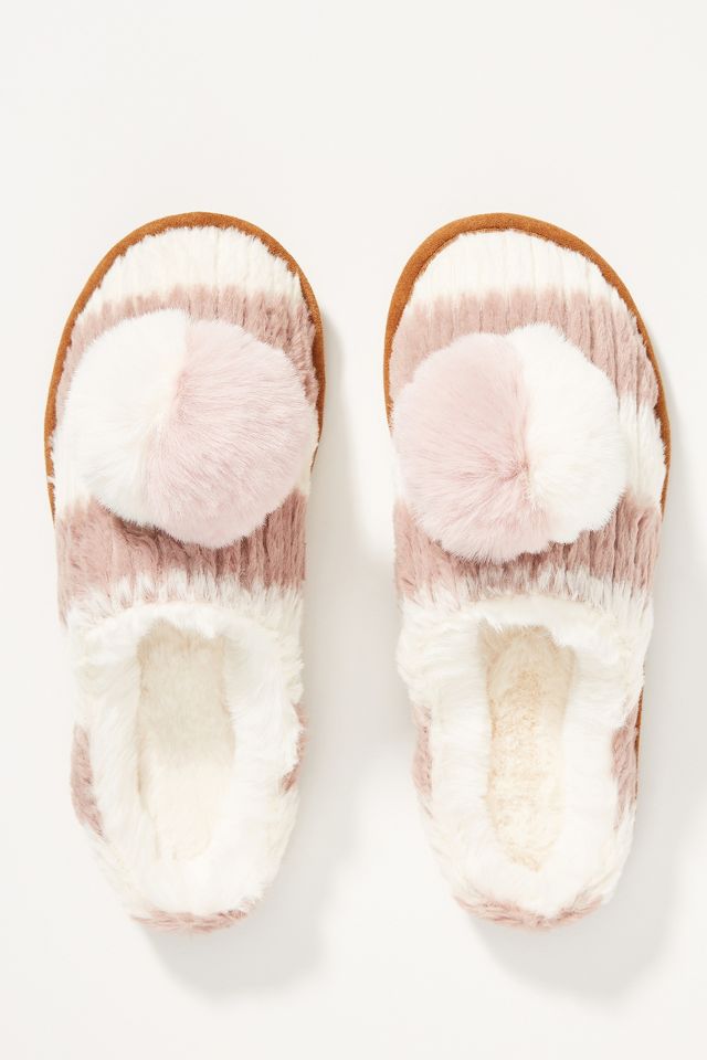 Ariana Bohling Fern Pommed Slippers | Anthropologie