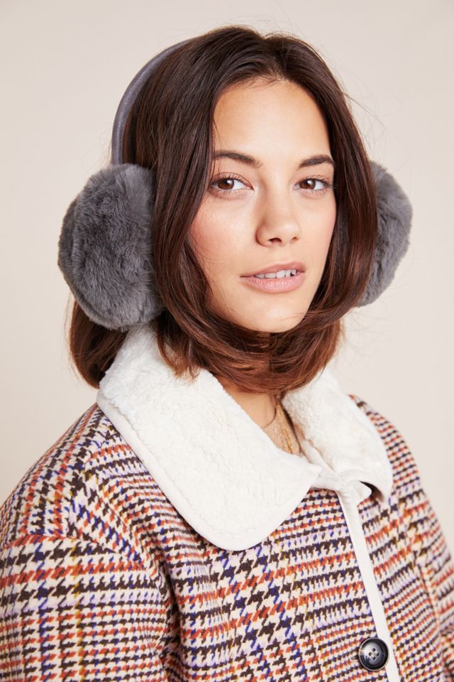 Anthropologie Plaid Embellished Faux Fur Earmuffs Anthropologie Plaid Embellished Faux Fur Earmuffs - www  main image 2