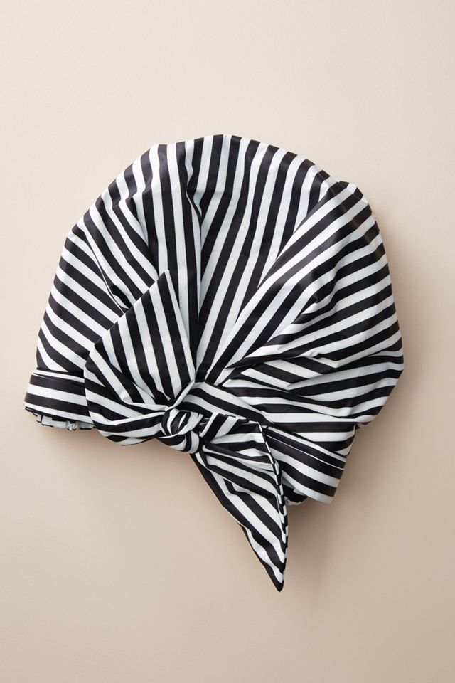 KITSCH Striped Shower Cap Black/White