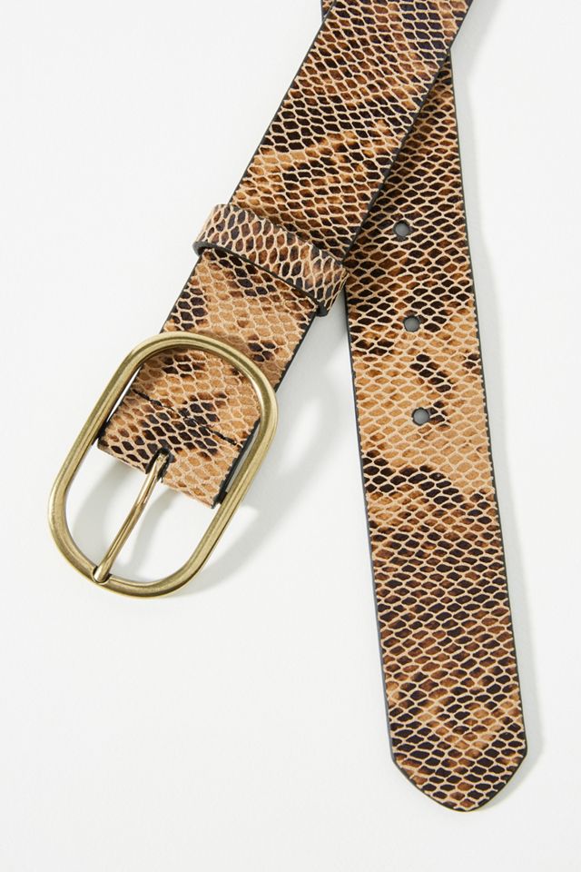 Anthropologie snake print belt new with tags size 3 X Chara Snake-Embossed Leather Belt in Dark Snake Embossed | L  main image 3