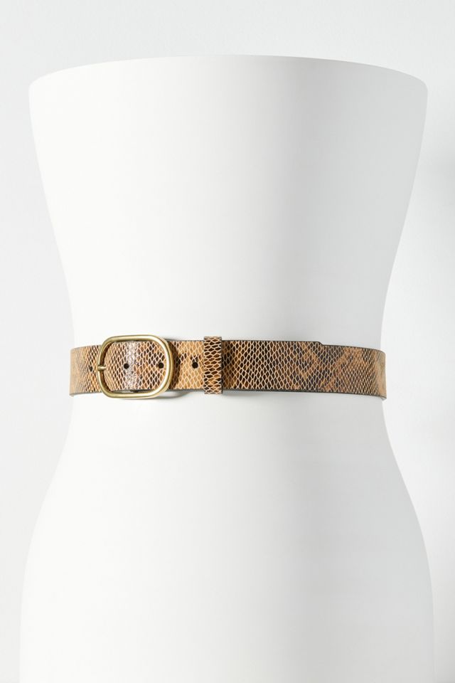 Anthropologie snake print belt new with tags size 3 X Chara Snake-Embossed Leather Belt in Dark Snake Embossed | L  main image 4