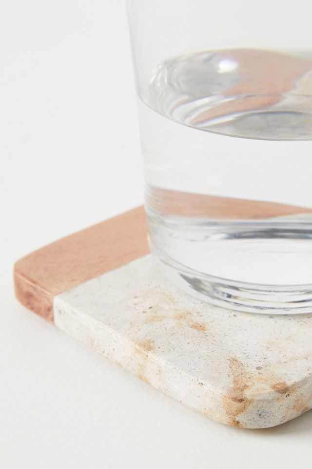 Dessous de verre marbre et bois d'acacia #1