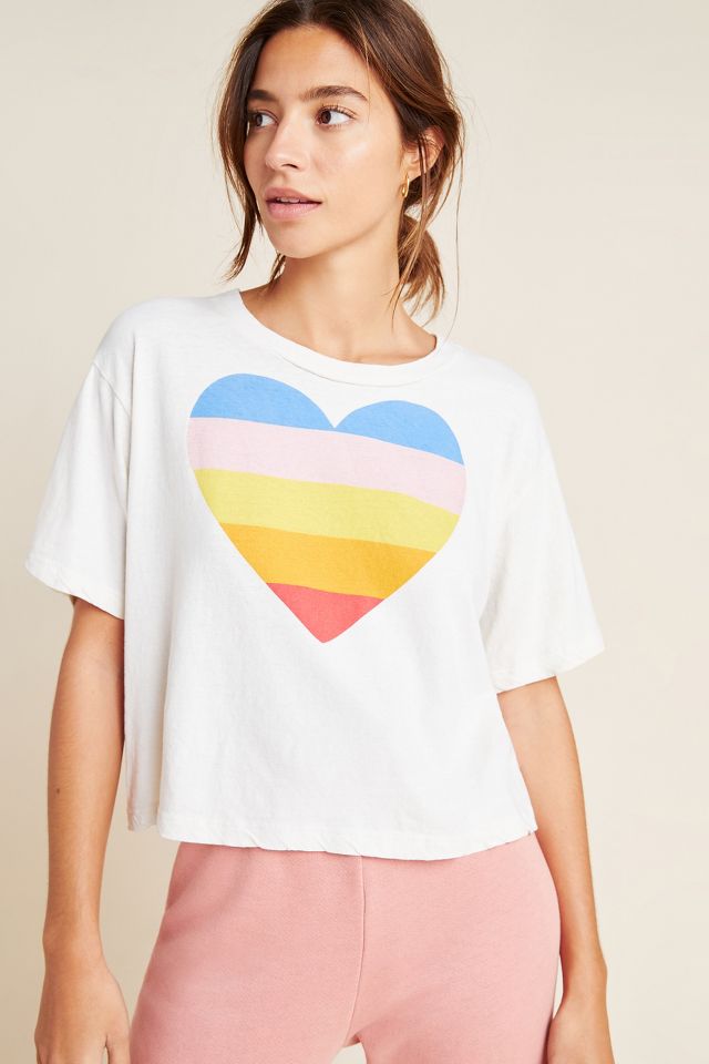 Sundry Rainbow Heart Graphic Tee Anthropologie UK