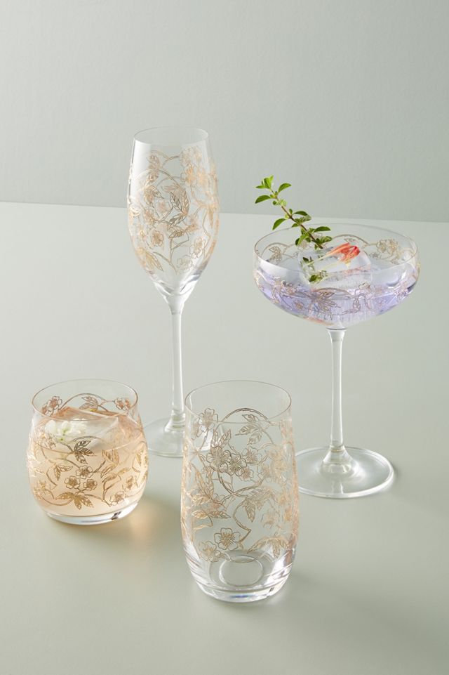 Fitz and Floyd Set of 4 Wildflower 16 oz Highball Glasses