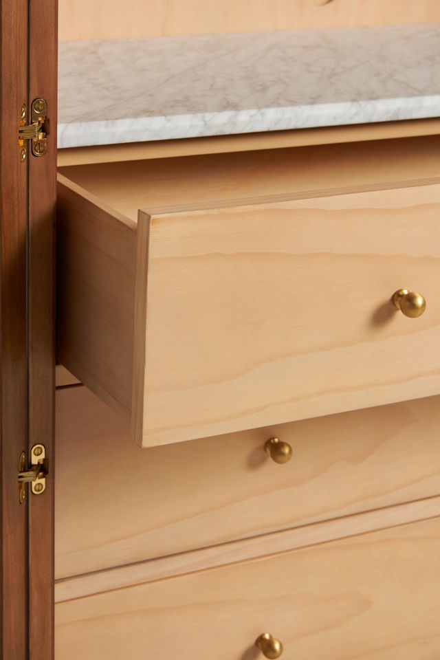 
The Fern Marble Top Three-Drawer Storage Cabinet
