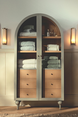 anthropologie The Fern Marble Top Three-Drawer Storage Cabinet Sage