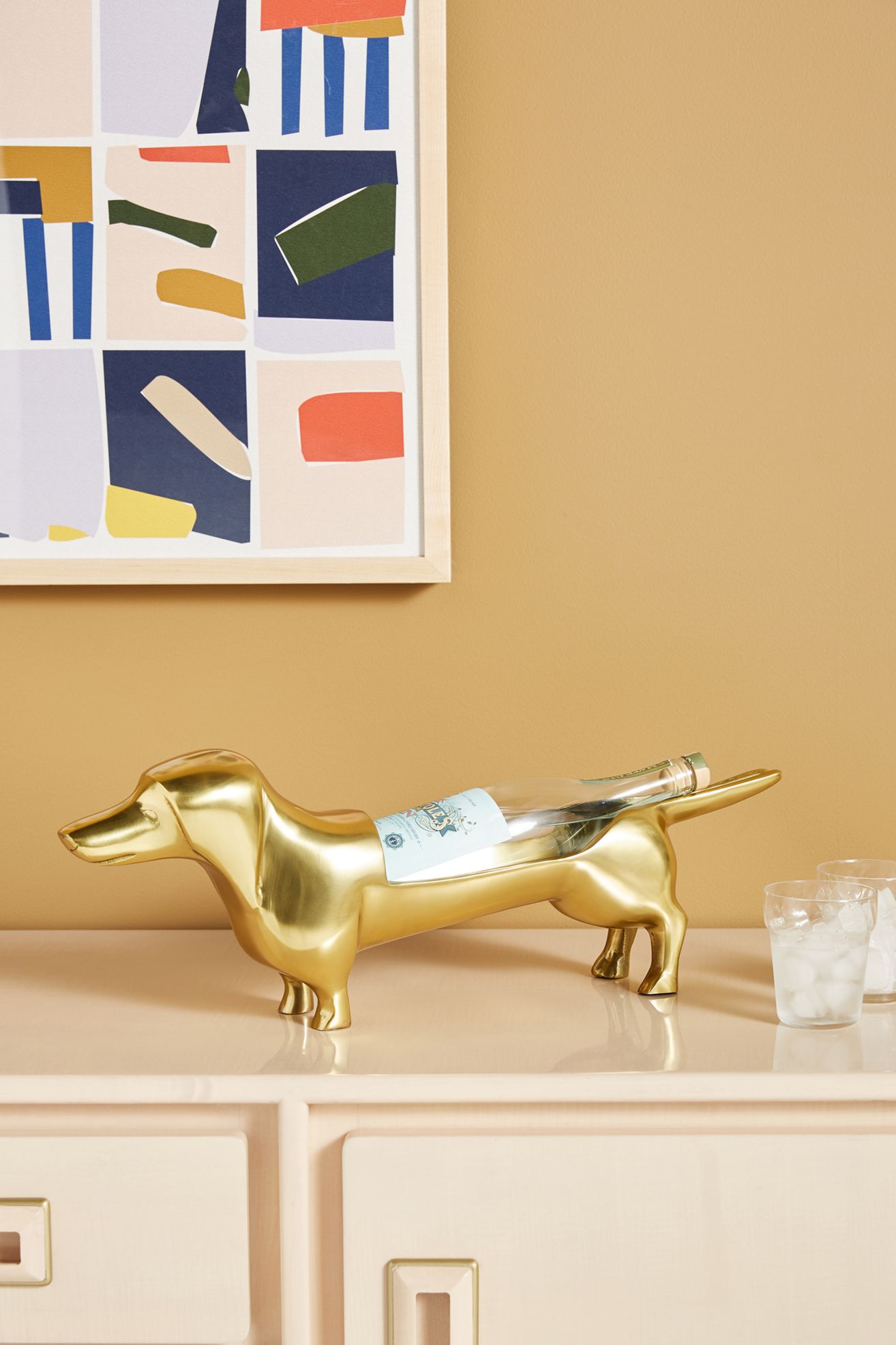 Dapper Dog Wine Bottle Holder - Gold, Standard, One Size
