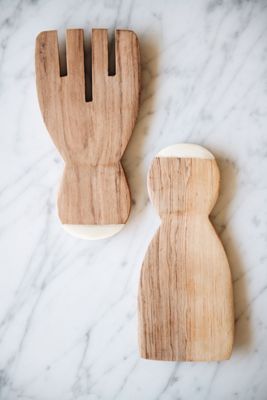Connected Goods Wild Olive Wood Paddle Salad Servers