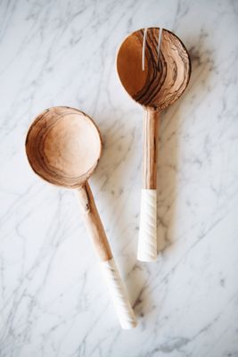 Connected Goods Wild Olive Wood Spiral Salad Servers