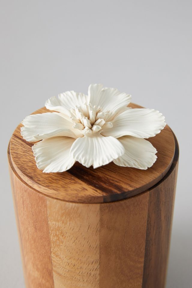 Acacia Wood Canister, Decorative Magnoila Lid #4