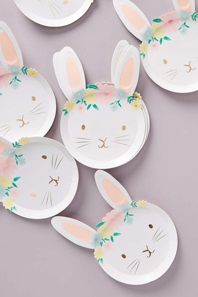Floral Bunny Plates
