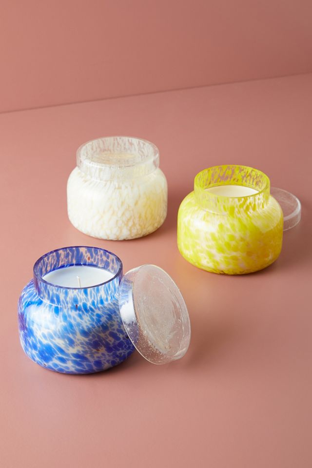 Capri Blue Confetti Glass Candle #1