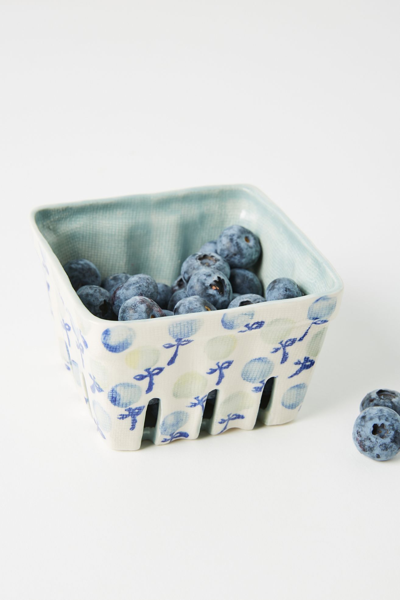 Floral Ceramic Berry Basket - Blue Pattern, BERRY BASKET