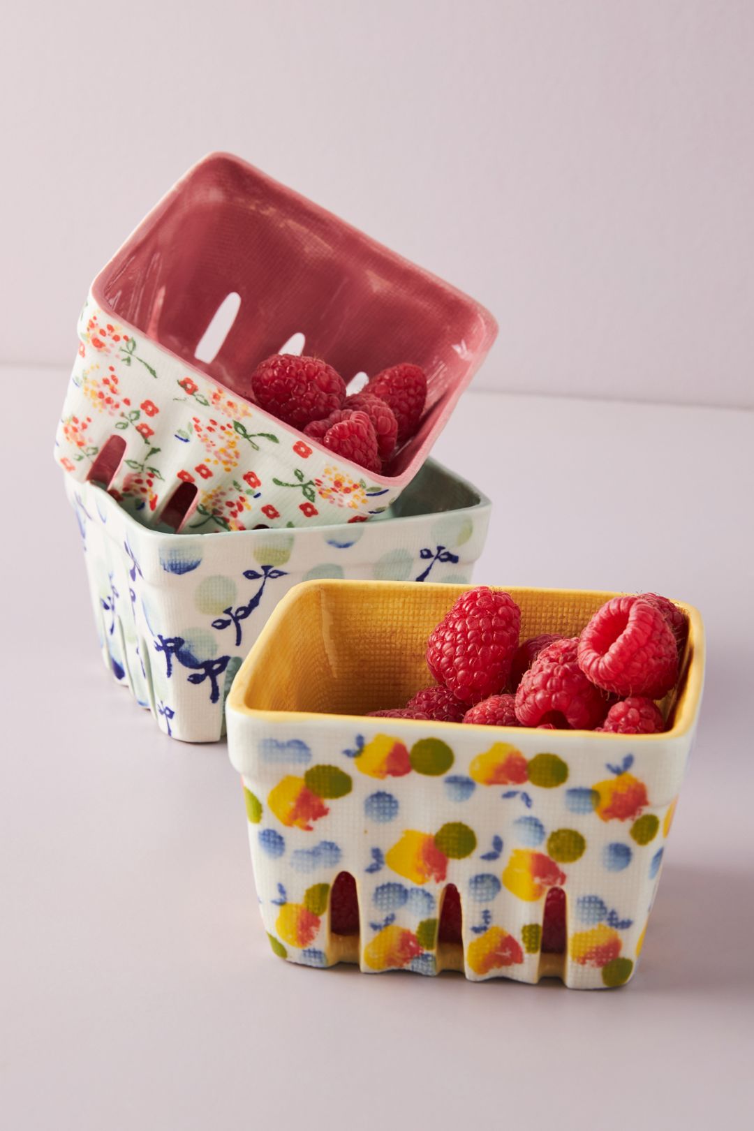 Floral Ceramic Berry Basket - Red Pattern, Standard, BERRY BASKET