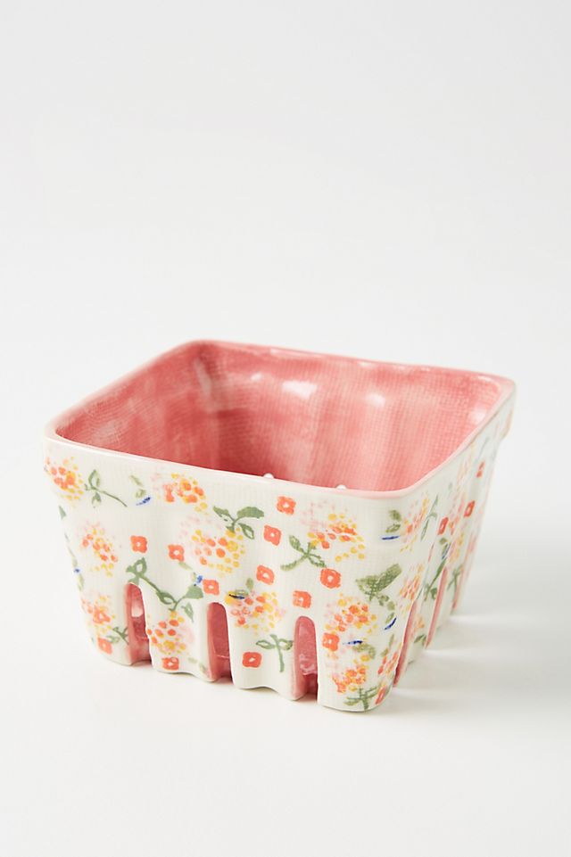 Floral Ceramic Berry Basket