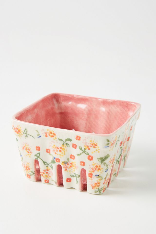 Floral Ceramic Berry Basket #2