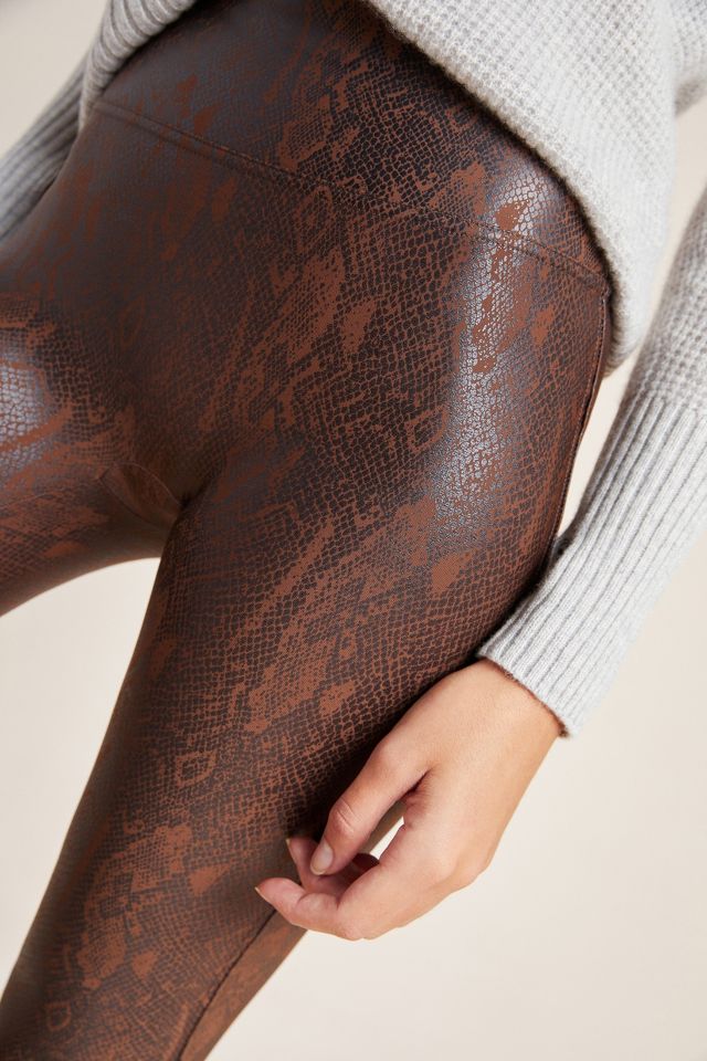 Spanx Snake-Printed Faux Leather Leggings