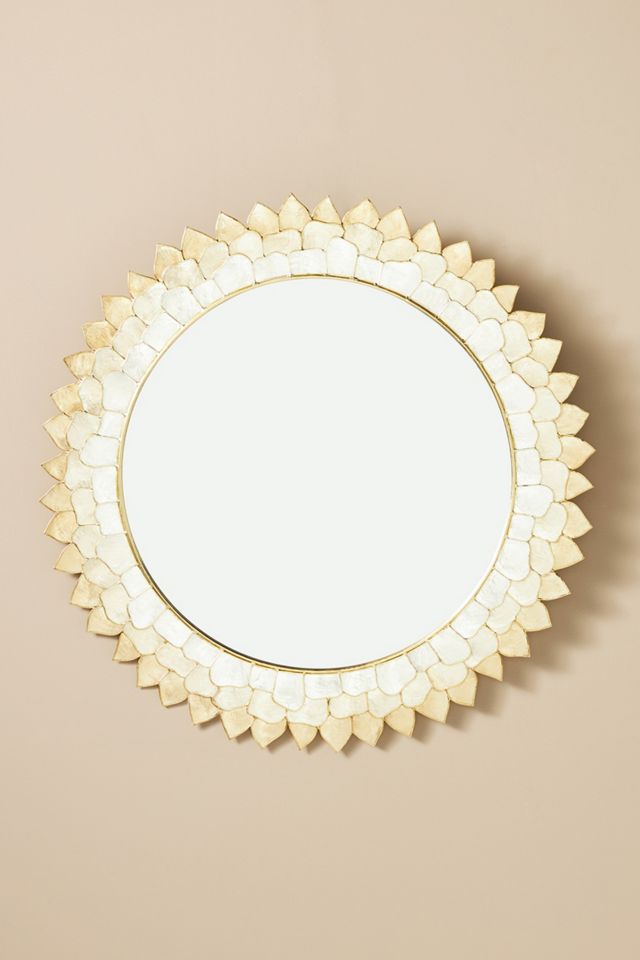Penny Ombre Capiz Shell Round Wall Mirror #1