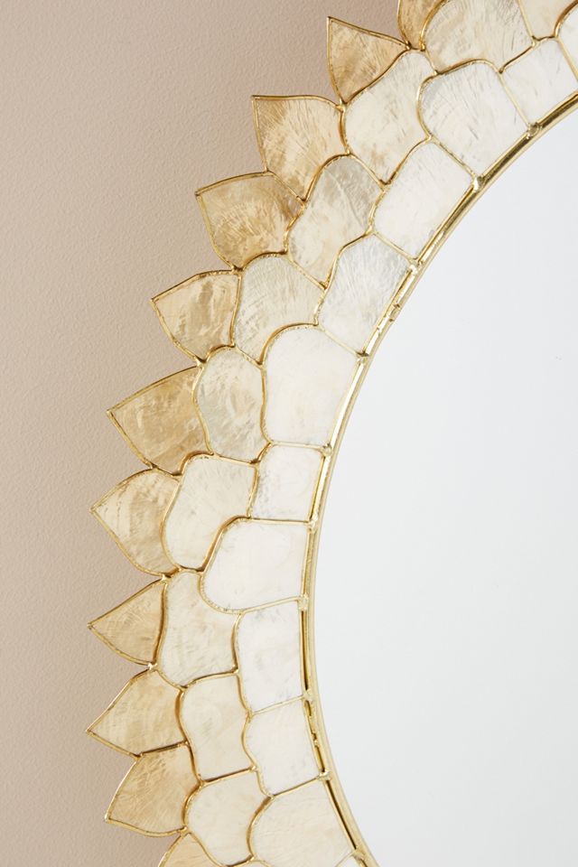 Penny Ombre Capiz Shell Round Wall Mirror #2