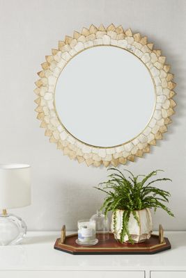 Penny Ombre Capiz Shell Round Wall Mirror
