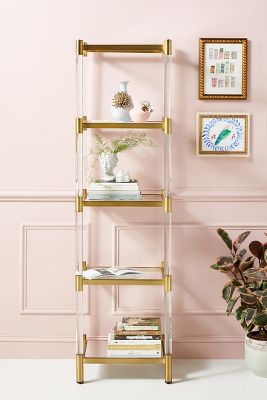 Acrylic Glass, Acrylic & Brass Glass Shelf