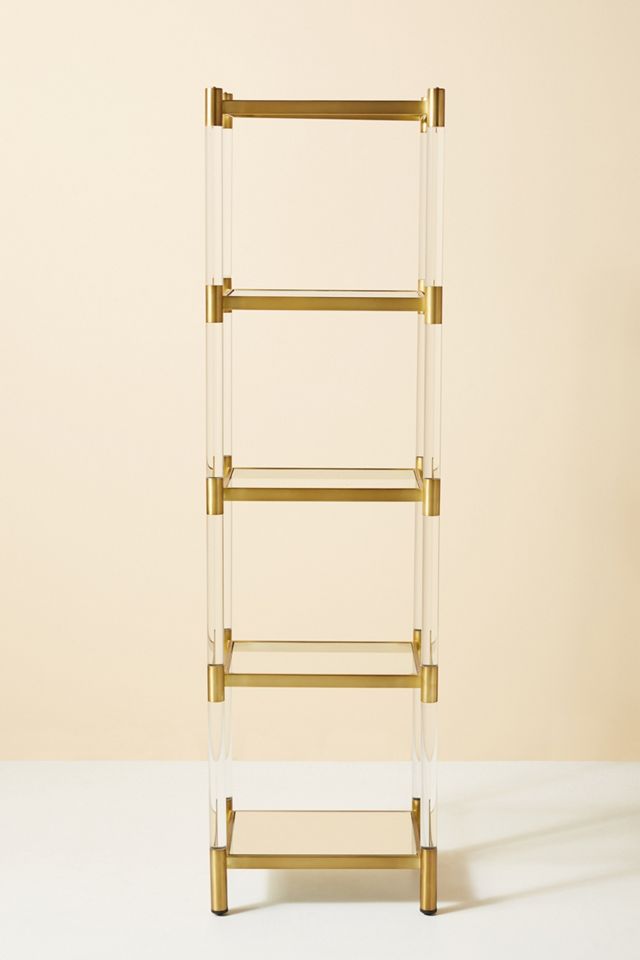 Oscarine Lucite Narrow Mirrored Bookshelf #1