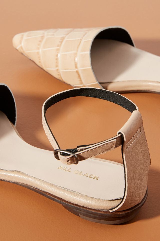 All Black Ankle Strap Flats #3