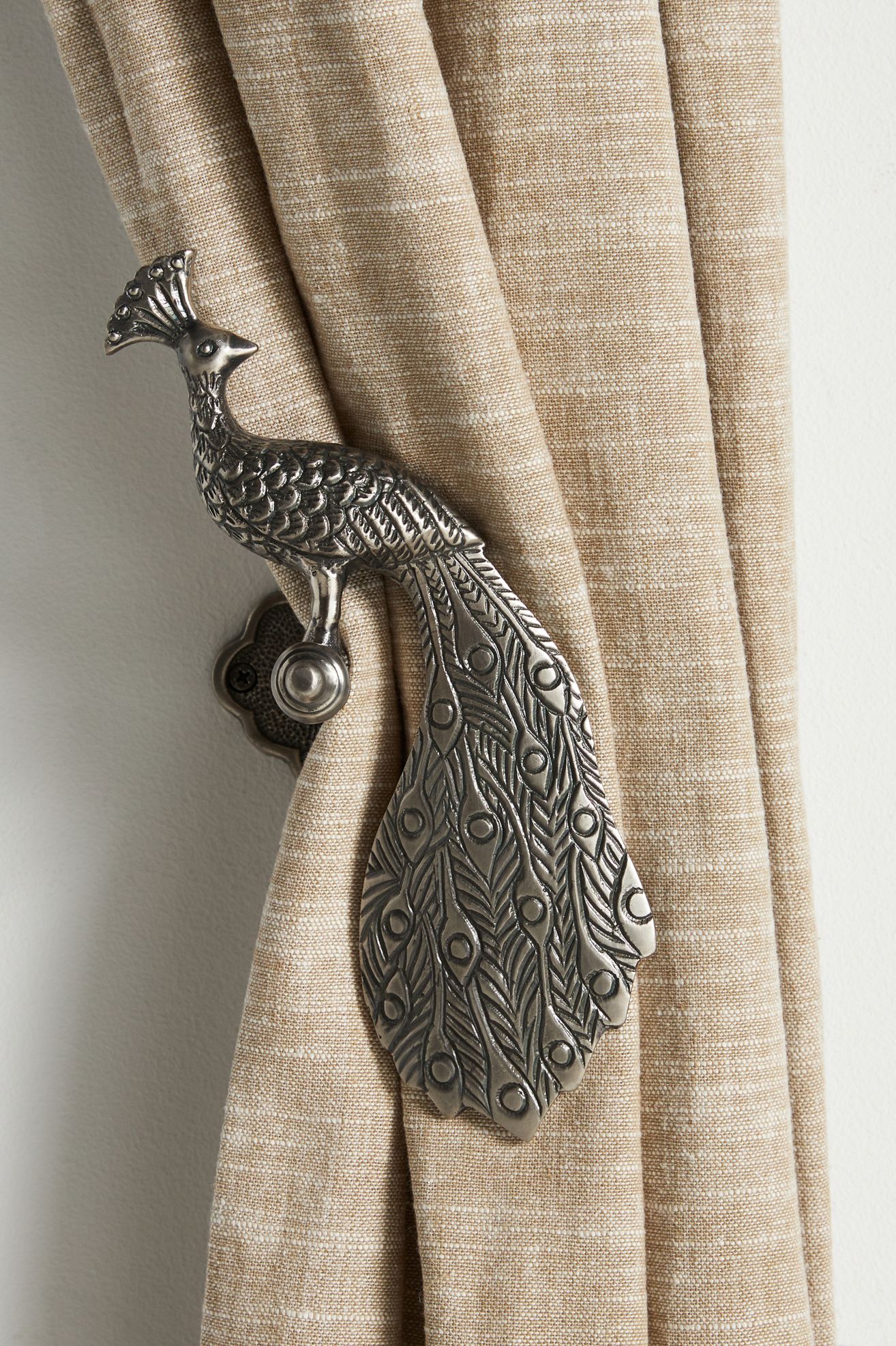 Ida Peacock Tieback - Silver, Left