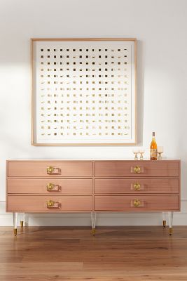 Tracey Boyd Lacquered Regency Six-drawer Dresser In Pink