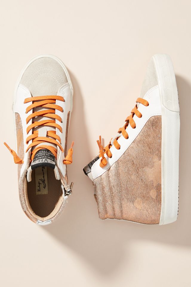 metallic high top sneakers