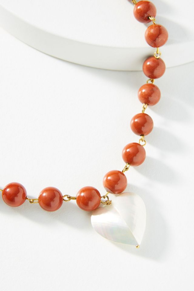 Timeless Pearly Rusted Heart Necklace #1