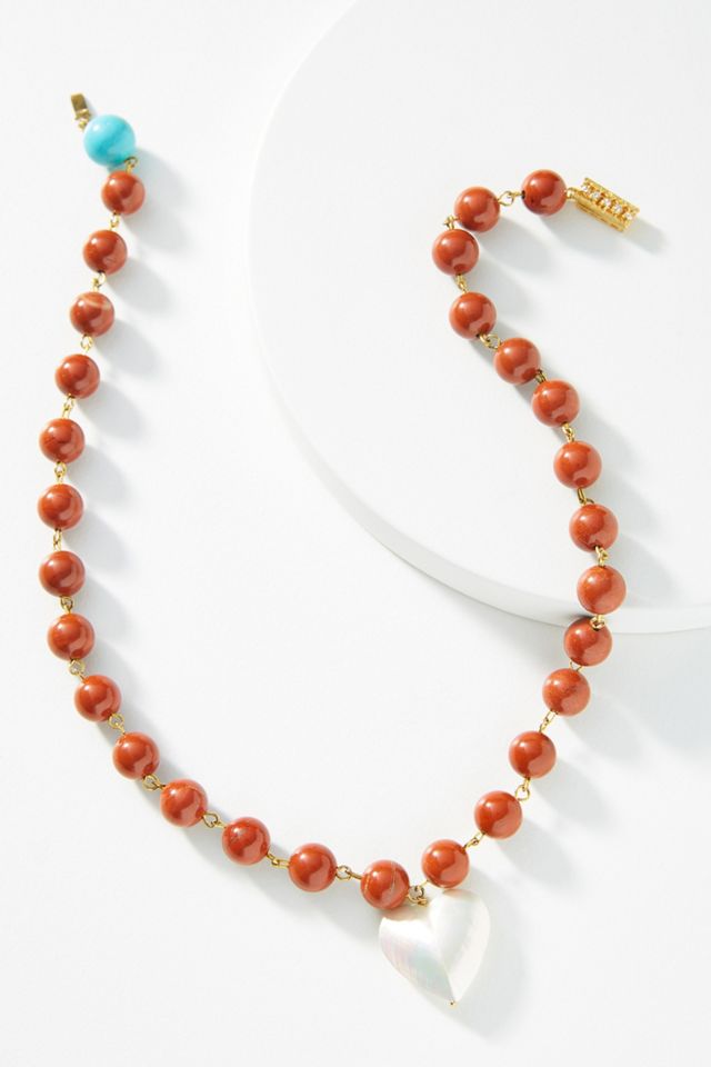 Timeless Pearly Rusted Heart Necklace