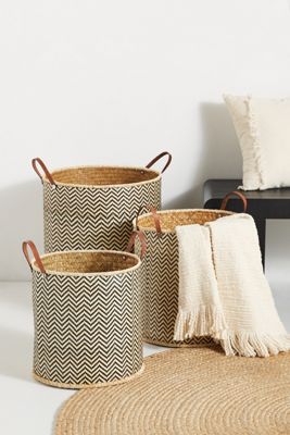 Ziggy Palm Leaf Baskets, Set of 3
