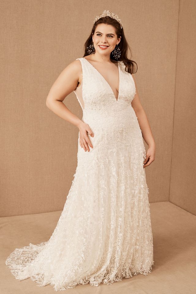 Jenny by Jenny Yoo Lourdes V-Neck Convertible-Sleeve Lace Wedding Gown #7