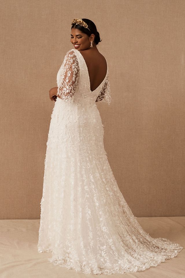 Jenny by Jenny Yoo Lourdes V-Neck Convertible-Sleeve Lace Wedding Gown #1