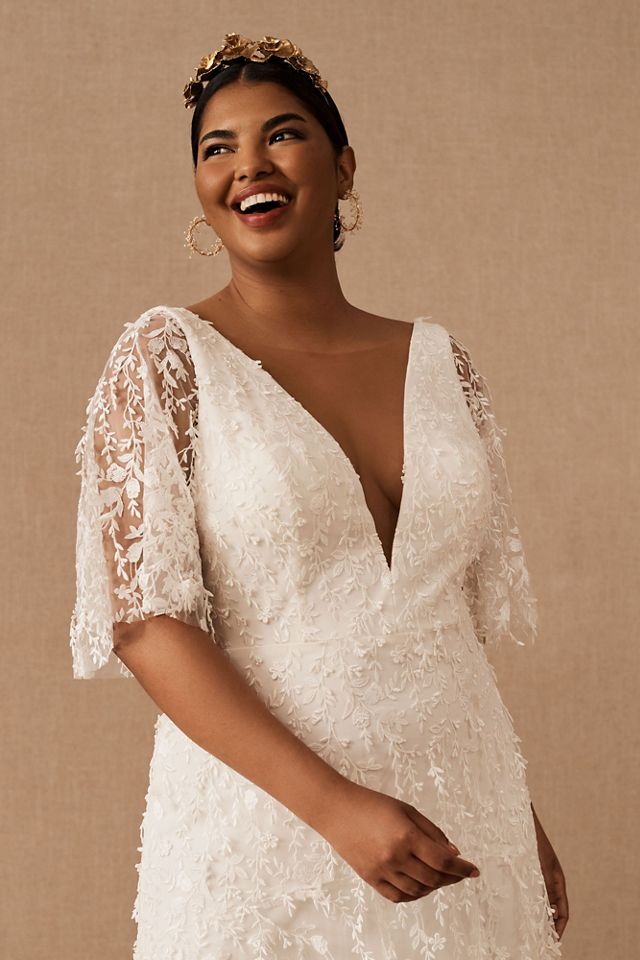 Jenny by Jenny Yoo Lourdes V-Neck Convertible-Sleeve Lace Wedding Gown #4