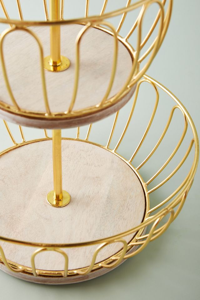 Gold Wire Two-Tier Fruit Basket #1
