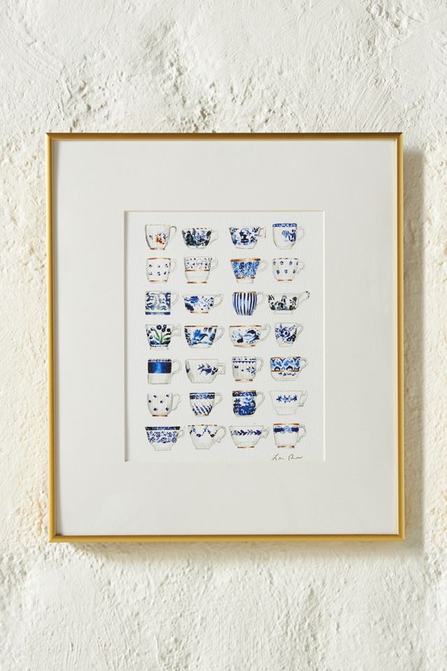 Blue and White Pattern China Teacups Wall Art #1