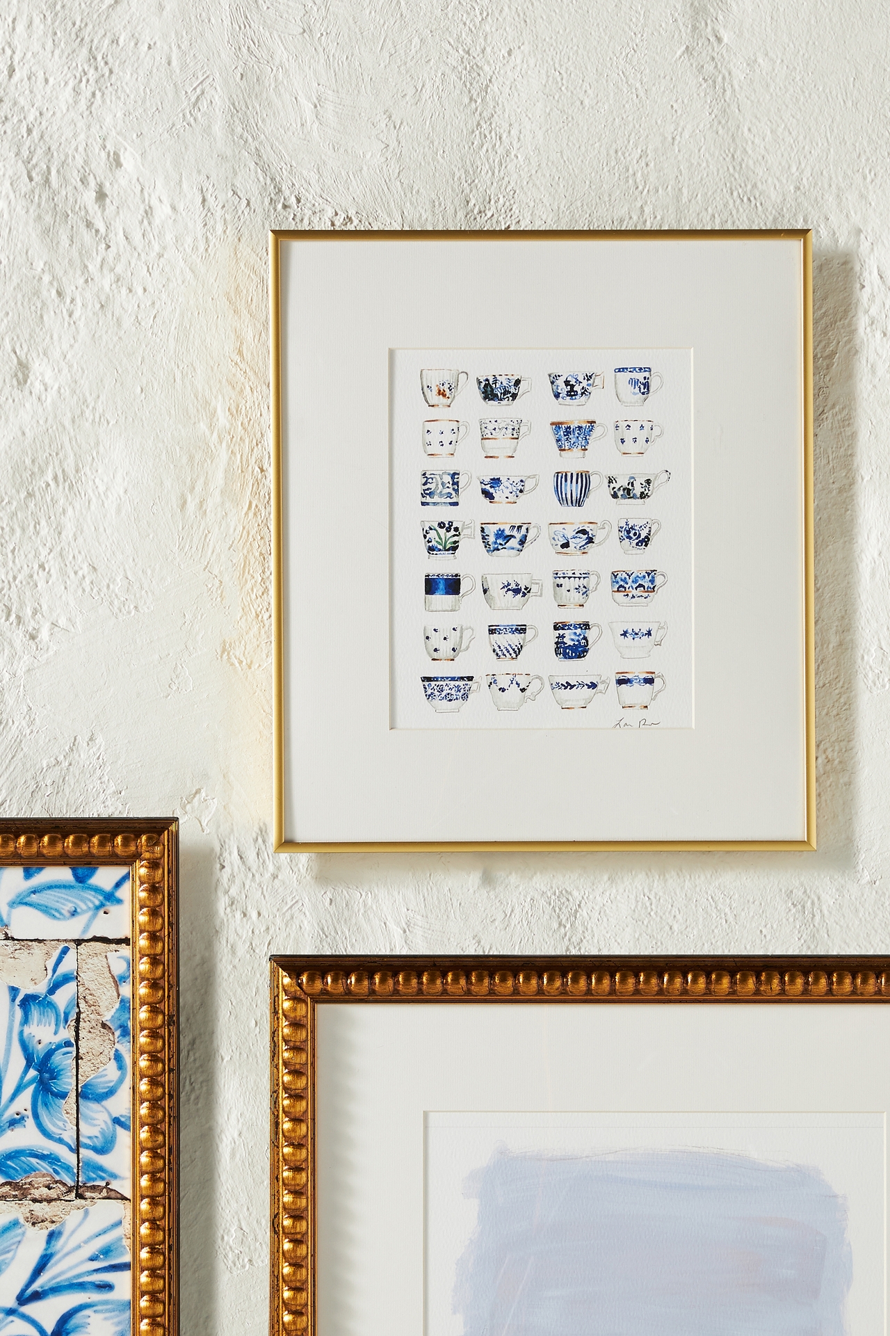 Blue and White Pattern China Teacups Wall Art