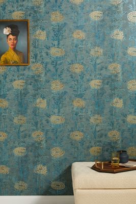French Marigold Textured Floral Wallpaper