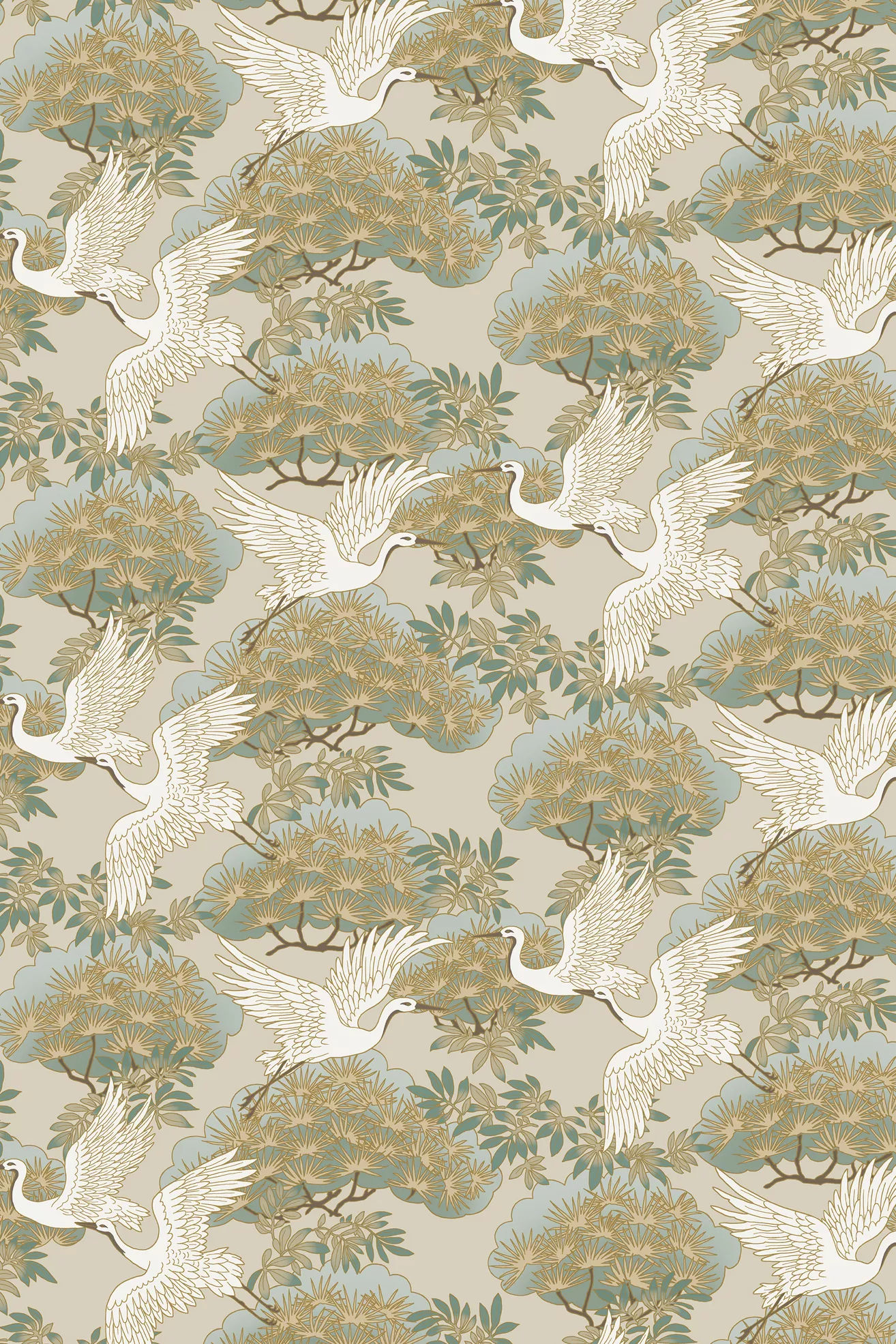 Sprig and Heron Black Floral Wallpaper - thumbnail 4
